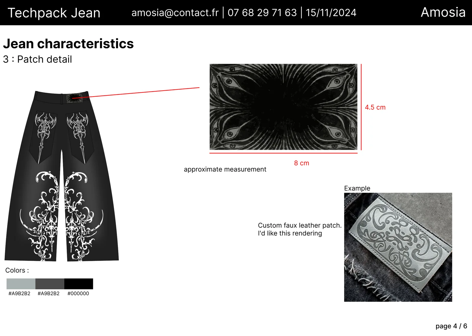 Détail de l’étiquette du jean Amosia