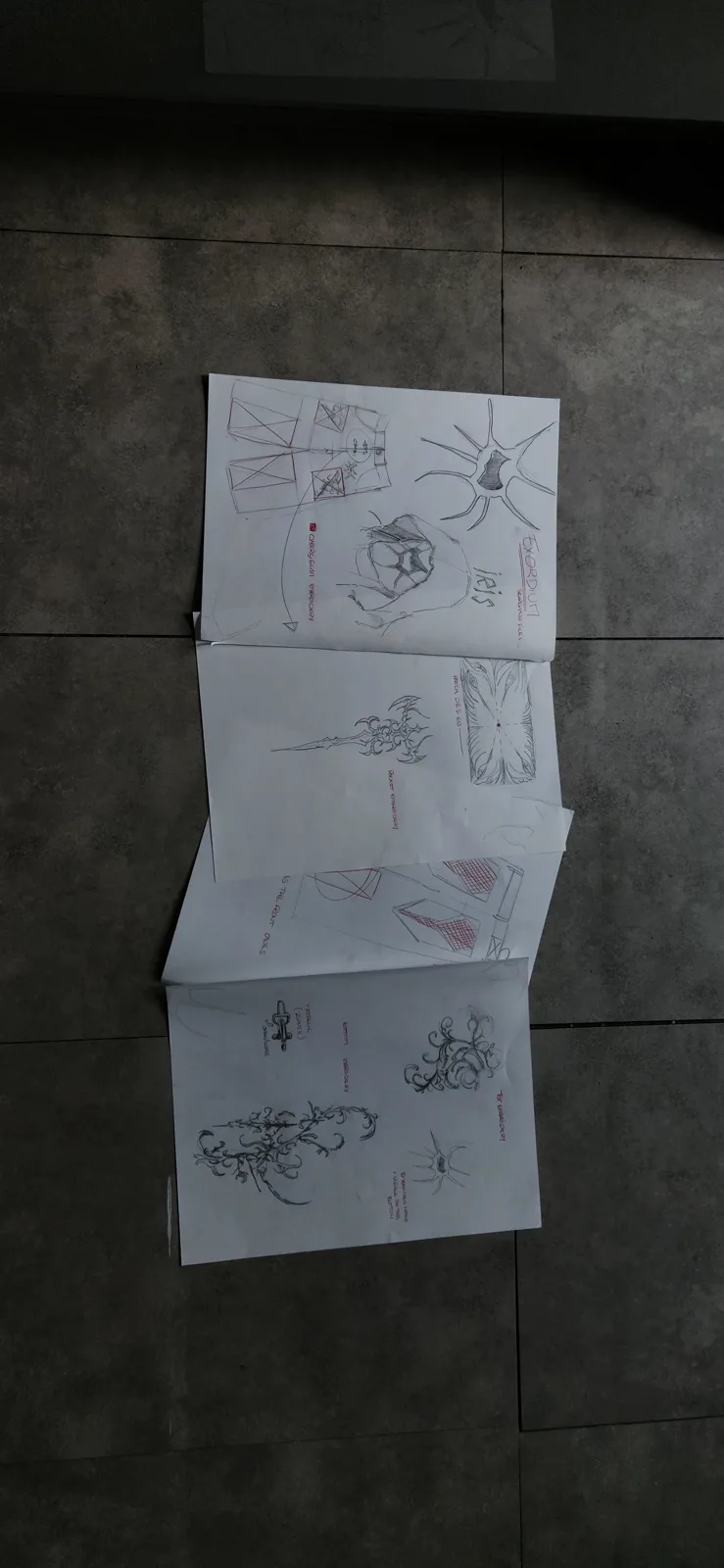 Ensemble des croquis du jean Amosia