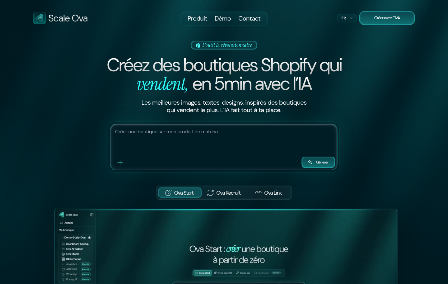 Aperçu du site web Scale OVA