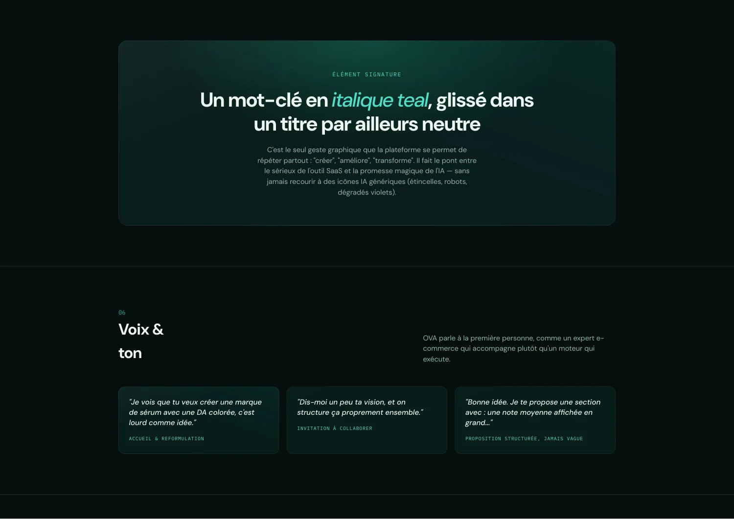 Moodboard UI UX Scale OVA : voix et ton