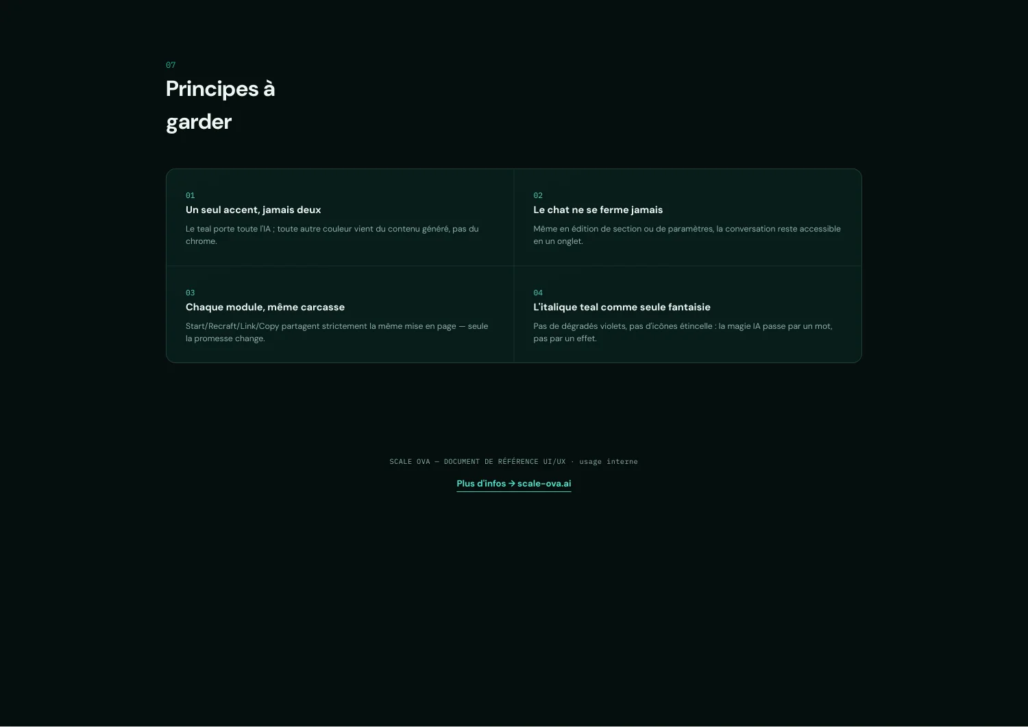 Moodboard UI UX Scale OVA : principes de conception