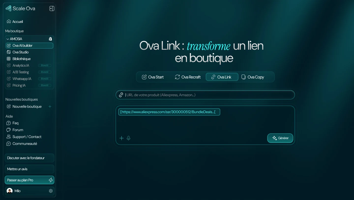 Génération conversationnelle de boutique Scale OVA