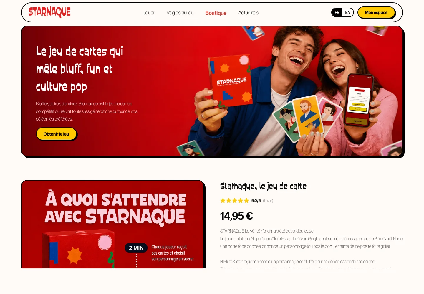 Page boutique Starnaque