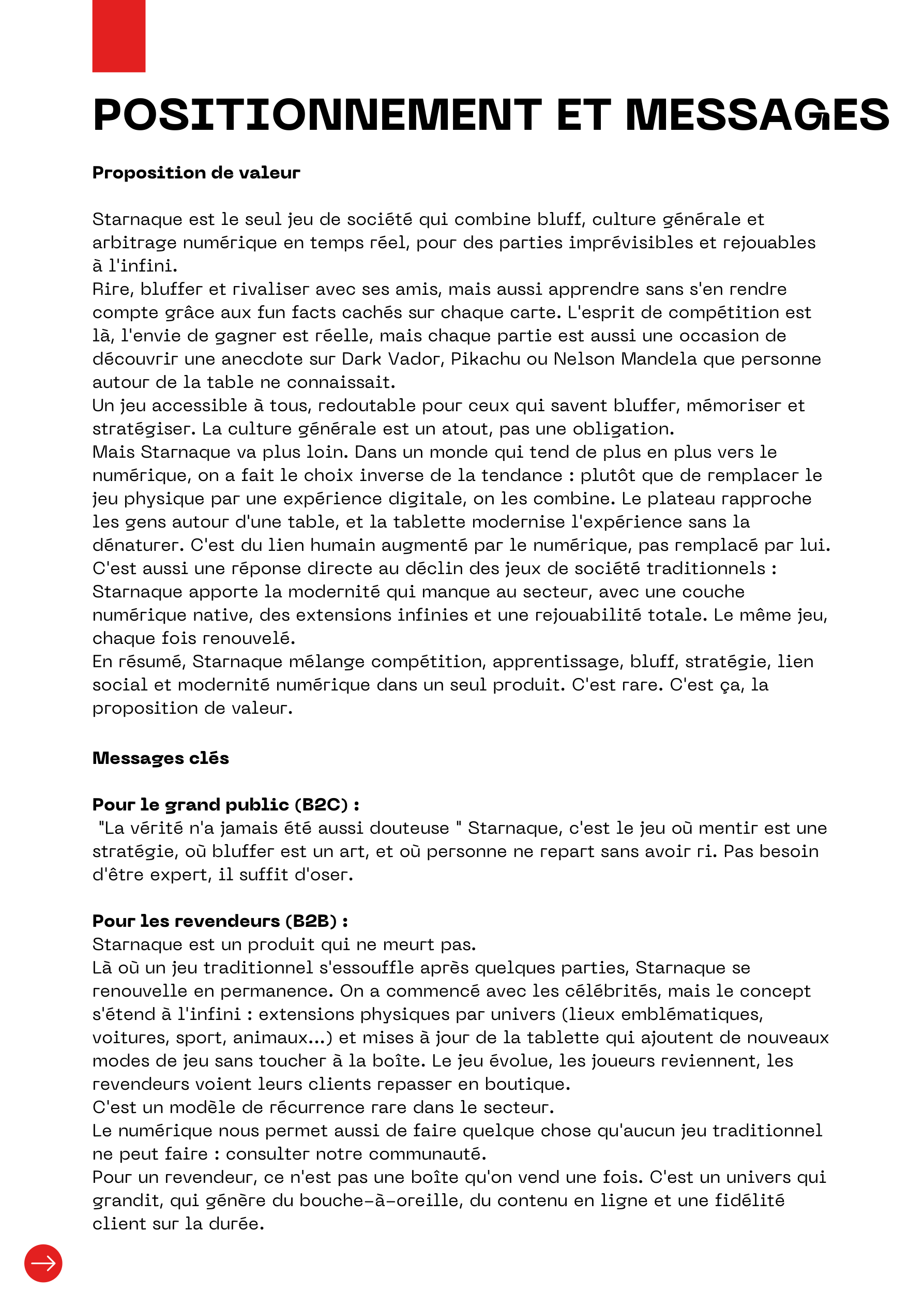 Proposition de valeur de Starnaque