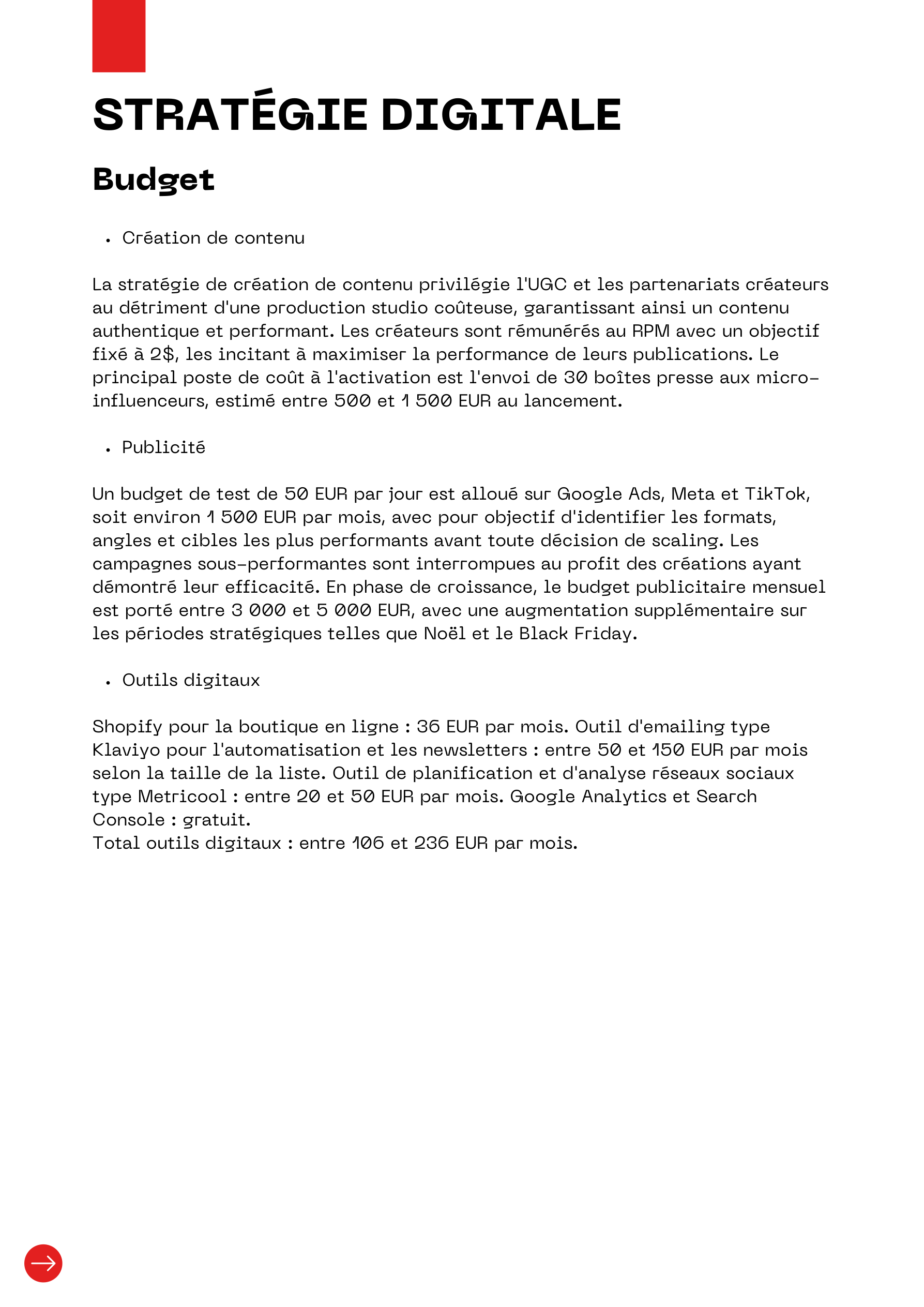 Budget de la stratégie Starnaque