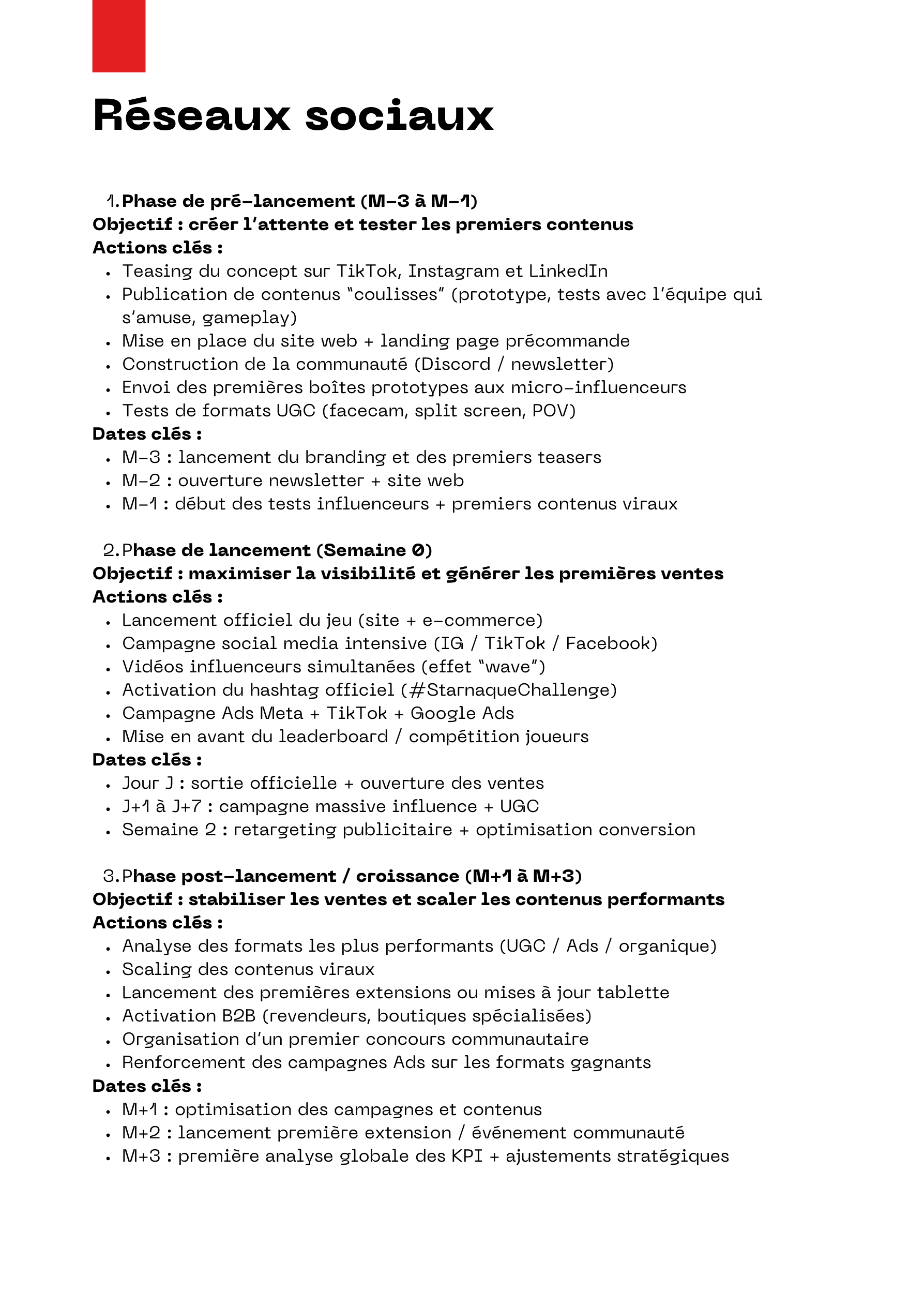 Calendrier de lancement Starnaque